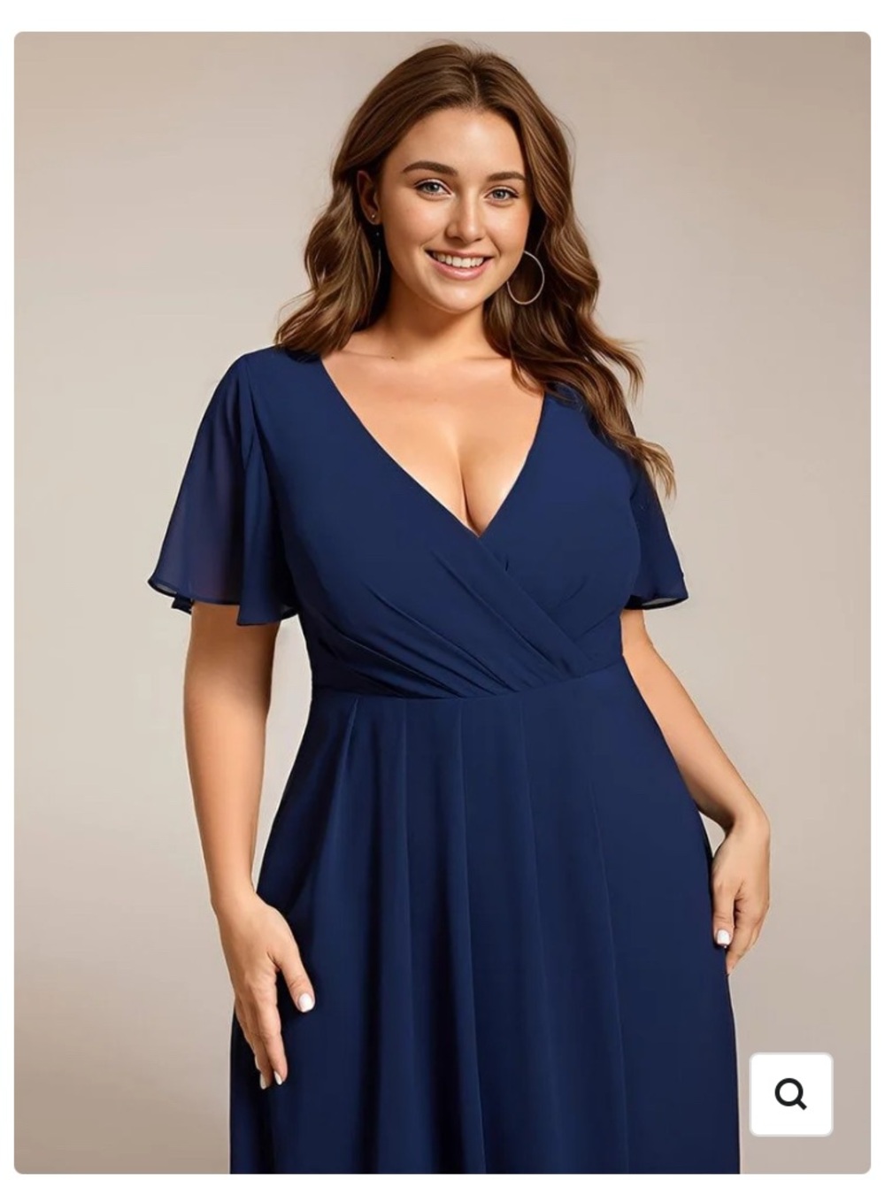 Ever Pretty Navy Layered V-Neck Midi Dress - Semi Formal Wedding Guest Dress - Picture 8 of 8